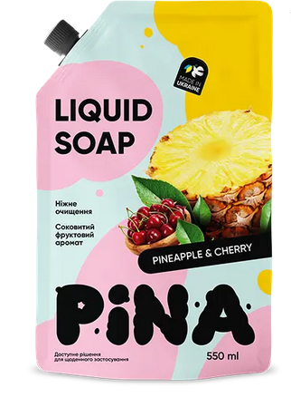 Pina рідке мило дой-пак 550мл Pineapple and cherry